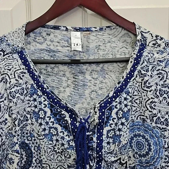 Tio Blue Bohemian Mandala Peasant Plus Top Sz 2X - Picture 2 of 7